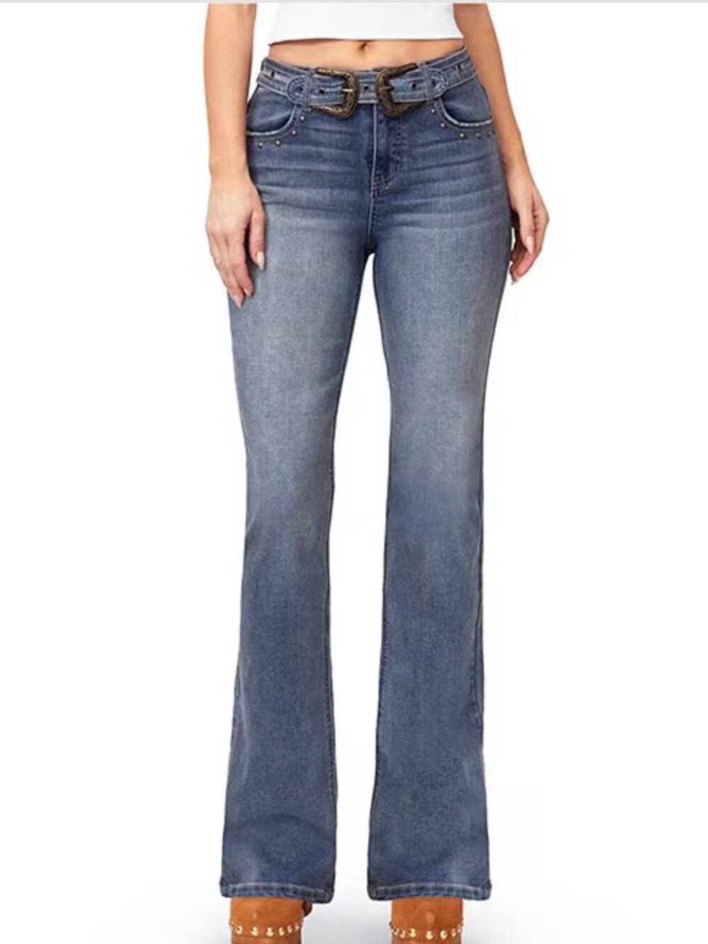 Steve Madden Stevie Jeans High Rise Self Belted Bootcut Western Jeans